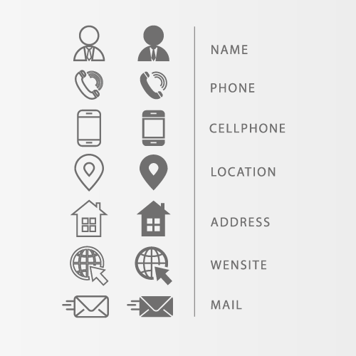 Contact information icons for business cards and websites